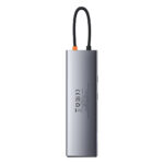 Baseus Metal Gleam 11in1 Multifunctional USB Type C HUB - 3x USB 3.2 Gen 1 5Gbps / USB Type C PD 100W / 3.5 mm Mini Jack AUX / VGA Full HD 60Hz / 2x HDMI 4K 30Hz / TF and SD Card Reader / RJ45 1Gbps Gray