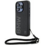 BMW BMHCP15L23RMRLK Black Hardcase Signature Leather Wordmark Cord Kryt iPhone 15 Pro