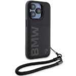 BMW BMHCP15L23RMRLK Black Hardcase Signature Leather Wordmark Cord Kryt iPhone 15 Pro