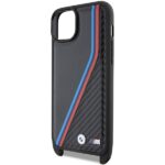 BMW BMHCP15M23PSVTK Black Hardcase M Edition Carbon Tricolor Lines & Strap Kryt iPhone 15 Plus