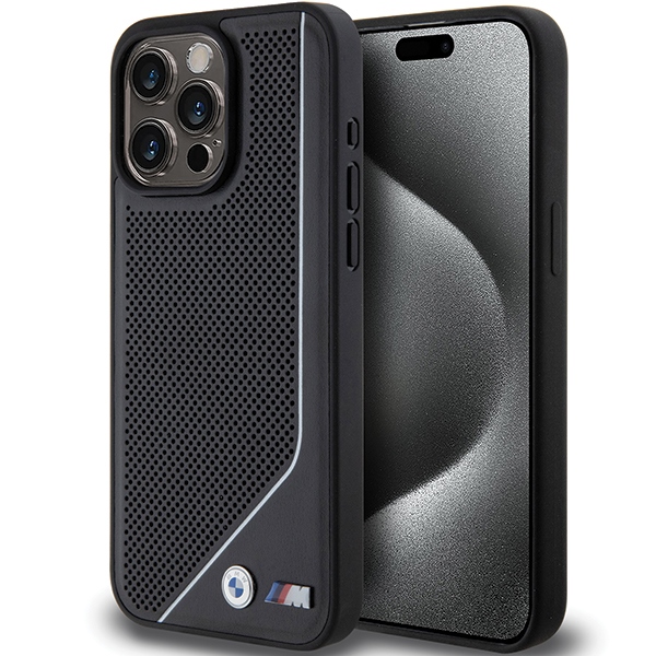 BMW BMHMP15L23PUCPK Black Hardcase Perforated Twisted Line MagSafe Kryt iPhone 15 Pro