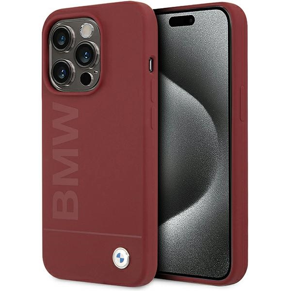 BMW BMHMP15LSLBLRE Red Hardcase Silicone Big Logo MagSafe Kryt iPhone 15 Pro