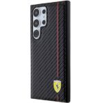 Ferrari FEHCS24LN3DUR Black HardCase Carbon Printed Line Kryt Samsung Galaxy S24 Ultra