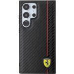 Ferrari FEHCS24LN3DUR Black HardCase Carbon Printed Line Kryt Samsung Galaxy S24 Ultra