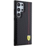 Ferrari FEHCS24LN3DUR Black HardCase Carbon Printed Line Kryt Samsung Galaxy S24 Ultra
