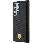 Ferrari FEHCS24LN3PUK Black HardCase Carbon Stitched Bottom Kryt Samsung Galaxy S24 Ultra