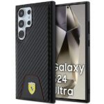 Ferrari FEHCS24LN3PUK Black HardCase Carbon Stitched Bottom Kryt Samsung Galaxy S24 Ultra