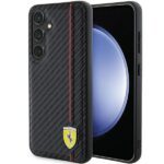 Ferrari FEHCS24MN3DUR Black HardCase Carbon Printed Line Kryt Samsung Galaxy S24 Plus