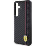Ferrari FEHCS24MN3DUR Black HardCase Carbon Printed Line Kryt Samsung Galaxy S24 Plus