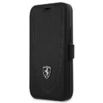 Ferrari FEOGOFLBKP12SBK Black Book Off Track Perforated Kryt iPhone 12 Mini