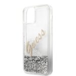 Guess GUHCP12LGLVSSI Silver Hardcase Glitter Vintage Script Kryt iPhone 12 Pro Max