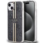 Guess GUHCP15MH4PSEGK Black HardCase IML 4G Gold Stripe Kryt iPhone 15 Plus