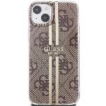 Guess GUHCP15MH4PSEGW Brown HardCase IML 4G Gold Stripe Kryt iPhone 15 Plus