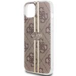 Guess GUHCP15MH4PSEGW Brown HardCase IML 4G Gold Stripe Kryt iPhone 15 Plus