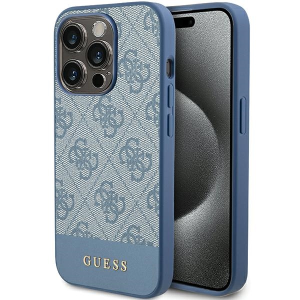 Guess GUHCP15XG4GLBL Blue HardCase 4G Stripe Collection Kryt iPhone 15 Pro Max
