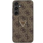 Guess GUHCS24LPGS4TDW S928 Brown Hardcase Grip Stand 4G Triangle Strass Kryt Samsung Galaxy S24 Ultra