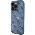 Guess GUHMP15LG4GFRB Blue HardCase 4G Collection Leather Metal Logo MagSafe Kryt iPhone 15 Pro