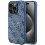 Guess GUHMP15LG4GFRB Blue HardCase 4G Collection Leather Metal Logo MagSafe Kryt iPhone 15 Pro