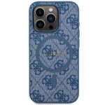 Guess GUHMP15LG4GFRB Blue HardCase 4G Collection Leather Metal Logo MagSafe Kryt iPhone 15 Pro