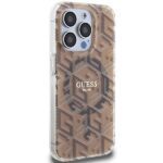 Guess GUHMP15LHGCUSTGW Brown HardCase IML GCube MagSafe Kryt iPhone 15 Pro