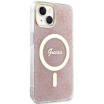 Guess GUHMP15SH4STP Pink HardCase IML 4G MagSafe Kryt iPhone 15