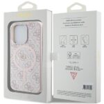 Guess GUHMP15XG4GFRP Pink HardCase 4G Collection Leather Metal Logo MagSafe Kryt iPhone 15 Pro Max
