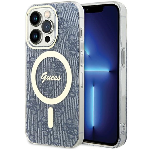 Guess GUHMP15XH4STB Blue HardCase IML 4G MagSafe Kryt iPhone 15 Pro Max