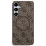Guess GUHMS24MG4GFRW Brown Hardcase 4G Collection Leather Metal Logo MagSafe Kryt Samsung Galaxy S24 Plus