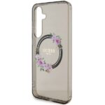 Guess GUHMS24MHFWFCK Black Hardcase IML Flowers Wreath MagSafe Kryt Samsung Galaxy S24 Plus