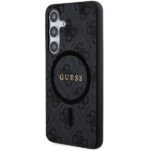 Guess GUHMS24SG4GFRK Black Hardcase 4G Collection Leather Metal Logo MagSafe Kryt Samsung Galaxy S24