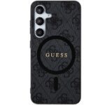 Guess GUHMS24SG4GFRK Black Hardcase 4G Collection Leather Metal Logo MagSafe Kryt Samsung Galaxy S24