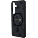 Guess GUHMS24SG4GFRK Black Hardcase 4G Collection Leather Metal Logo MagSafe Kryt Samsung Galaxy S24