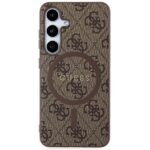 Guess GUHMS24SG4GFRW Brown Hardcase 4G Collection Leather Metal Logo MagSafe Kryt Samsung Galaxy S24