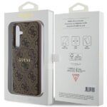 Guess GUHMS24SG4GFRW Brown Hardcase 4G Collection Leather Metal Logo MagSafe Kryt Samsung Galaxy S24