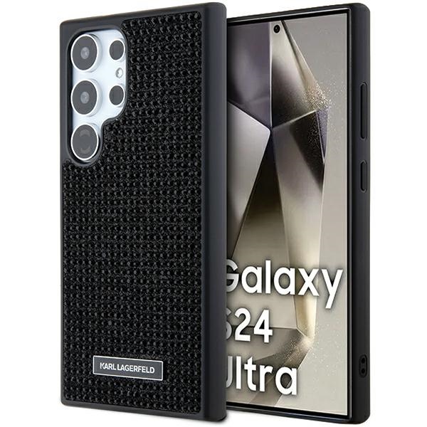 Karl Lagerfeld KLHCS24LHDSPRK Hardcase Black Rhinestone Metal Logo Kryt Samsung Galaxy S24 Ultra