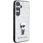 Karl Lagerfeld KLHCS24SGCNPSG Silver Hardcase Fixed Glitter Ikonik Logo Metal Pin Kryt Samsung Galaxy S24