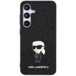 Karl Lagerfeld KLHCS24SGKNPSK Black Hardcase Fixed Glitter Ikonik Logo Metal Pin Kryt Samsung Galaxy S24