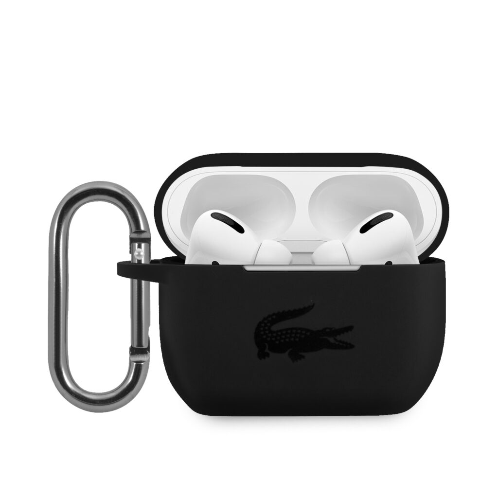 Lacoste Liquid Silicone Glossy Printing Logo Airpods Pro Black Kryt Airpods Pro