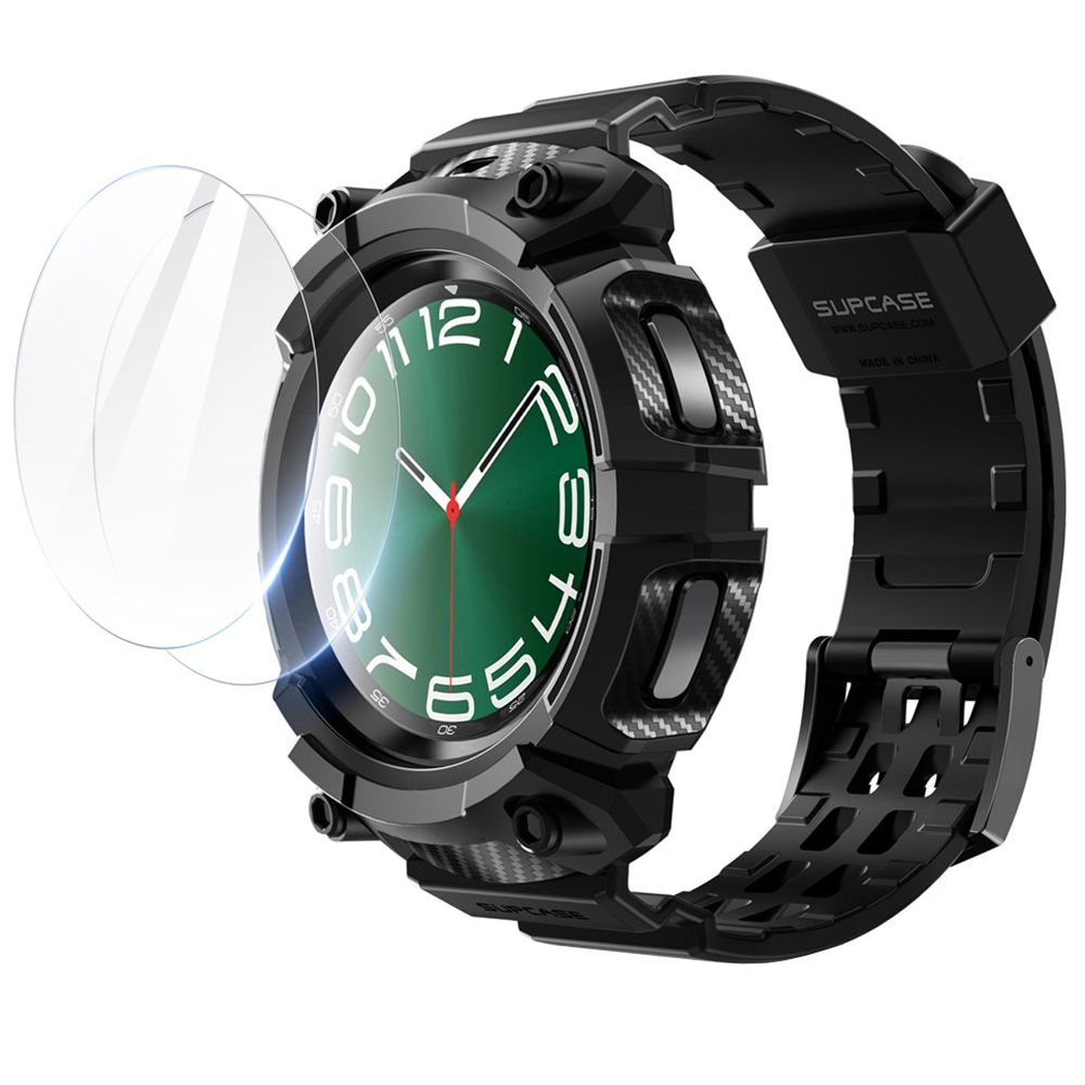 Supcase Unicorn Beetle Pro & Tempered Glass Galaxy Watch 6 Classic (47 mm) Black