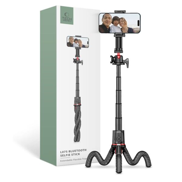 Tech-Protect L07S Bluetooth Selfie Stick Flexible Tripod Black