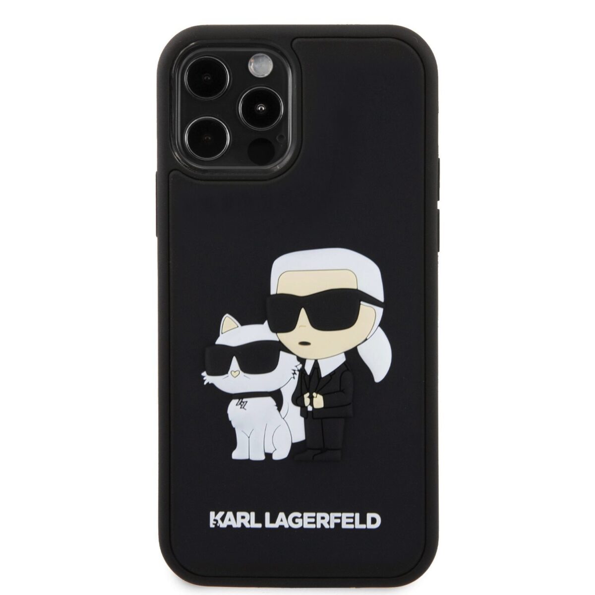 Karl Lagerfeld 3D Rubber Karl and Choupette Black Kryt iPhone 12/12 Pro