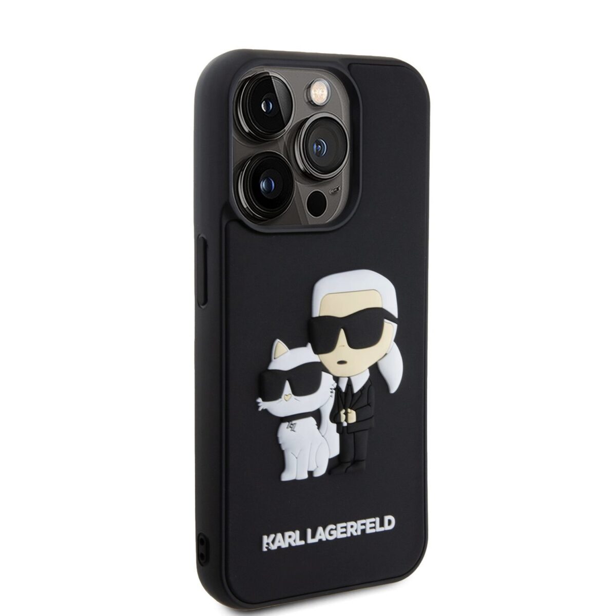 Karl Lagerfeld 3D Rubber Karl and Choupette Black Kryt iPhone 14 Pro