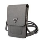 Guess PU Saffiano Triangle Logo Wallet Phone Bag Grey