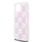 DKNY Liquid Glitter Checkered Pattern Pink Kryt iPhone 15