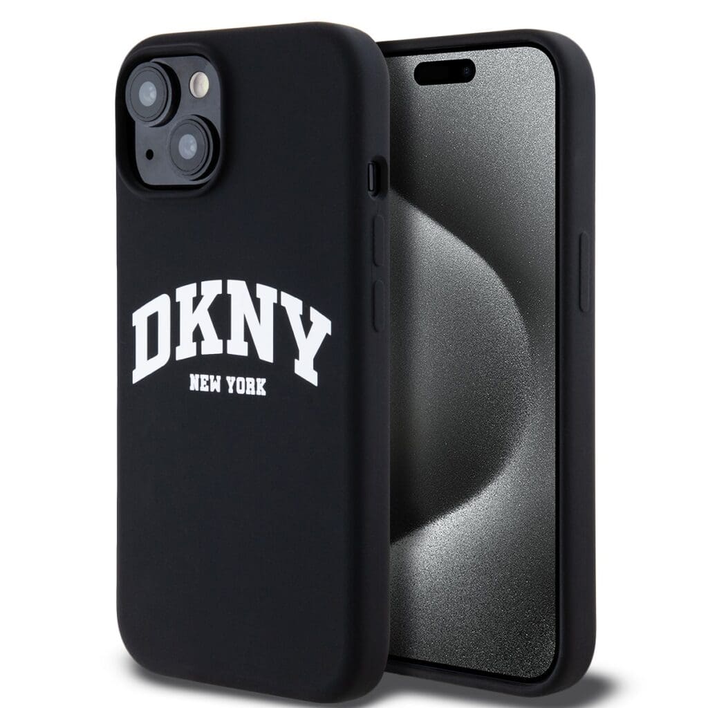 DKNY Liquid Silicone Arch Logo MagSafe Black Kryt iPhone 13