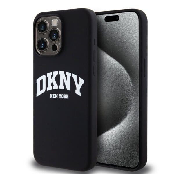 DKNY Liquid Silicone Arch Logo MagSafe Black Kryt iPhone 14 Pro Max