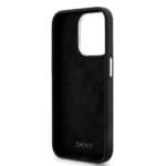 DKNY Liquid Silicone Silver Metal Logo MagSafe Black Kryt iPhone 15 Pro