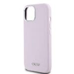 DKNY Liquid Silicone Silver Metal Logo MagSafe Pink Kryt iPhone 15