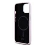 DKNY Liquid Silicone Silver Metal Logo MagSafe Pink Kryt iPhone 15