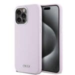 DKNY Liquid Silicone Silver Metal Logo MagSafe Pink Kryt iPhone 15 Pro Max